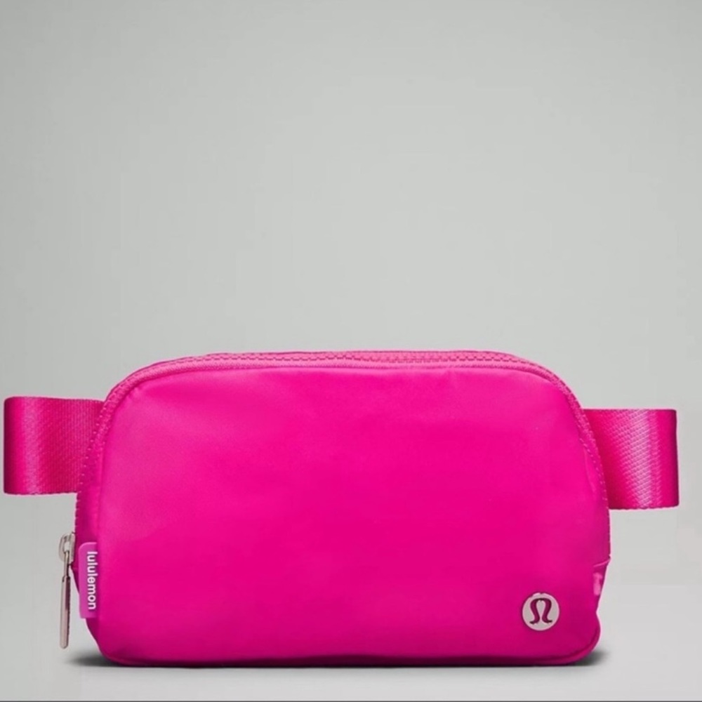 Sonic Pink with White Logo Lululemon Everywhere Belt Bag